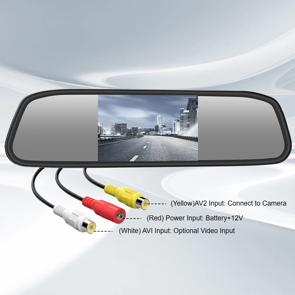 Car Rearview Mirror Display HD Video Auto Parking Monitor Universal