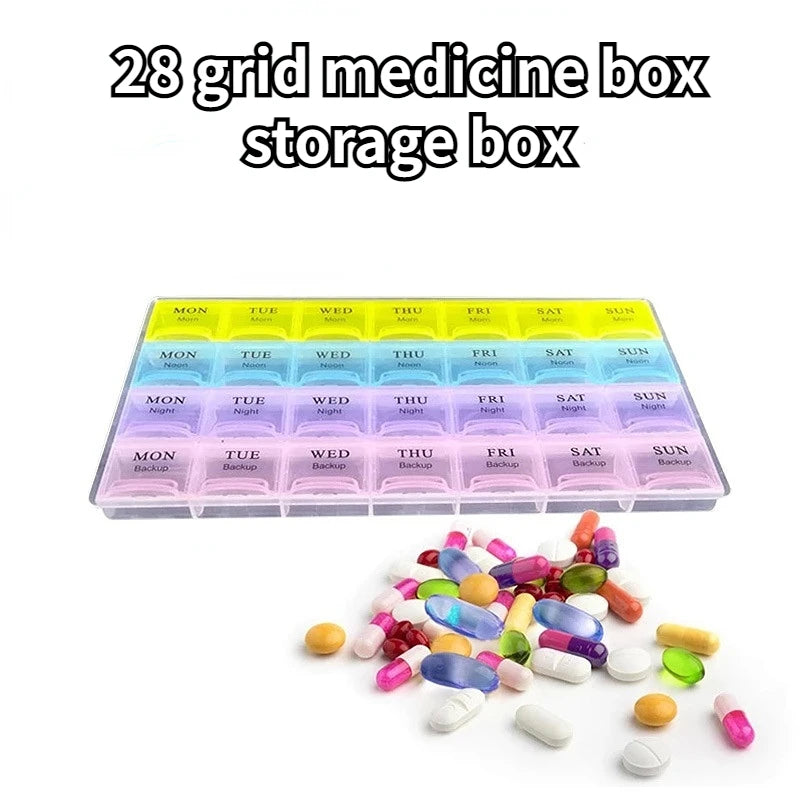 28 Grid Medicine Box English Portable Household Large Capacity Health