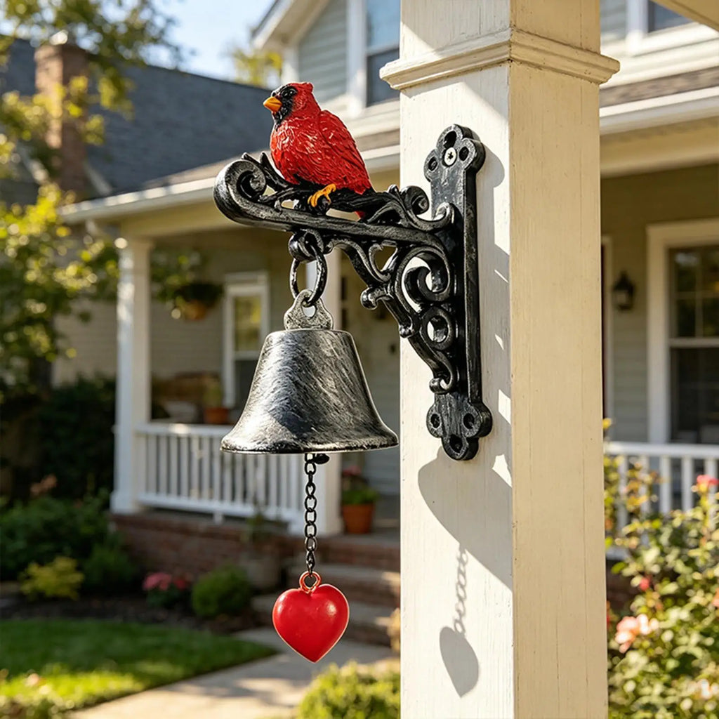 Outdoor Dinner Bell Wall Mounted Retro Decoration Red Cardinal Bird