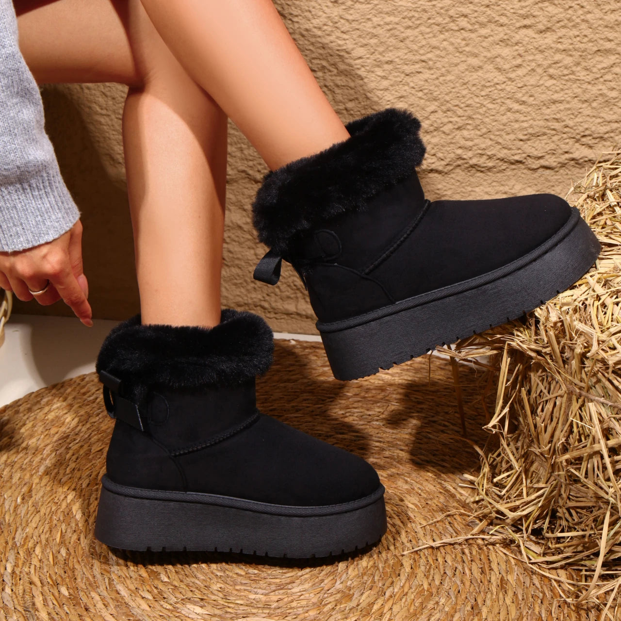 2025 New Women Snow Boots Winter Warm Plush Cotton Shoes Comfortable Non-slip Ankle Boots Thickened Fluff Platform Shoes Women Zpaxo