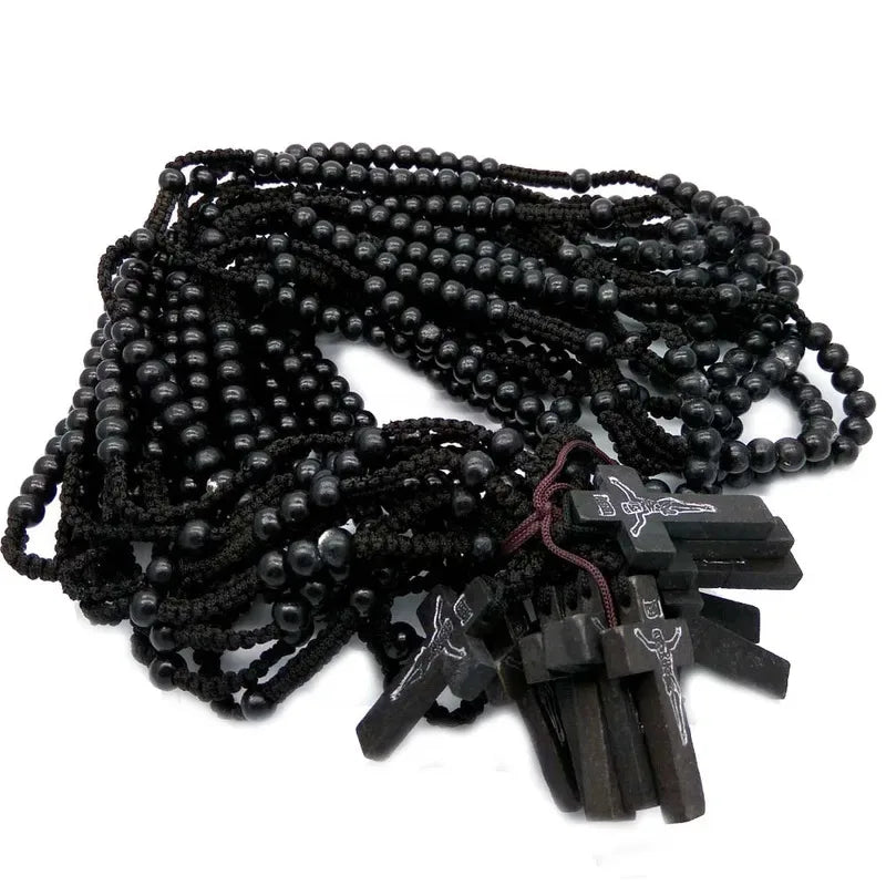 Wooden Beads Rosary Handcrafted Orthodox Catholic Cross Necklace