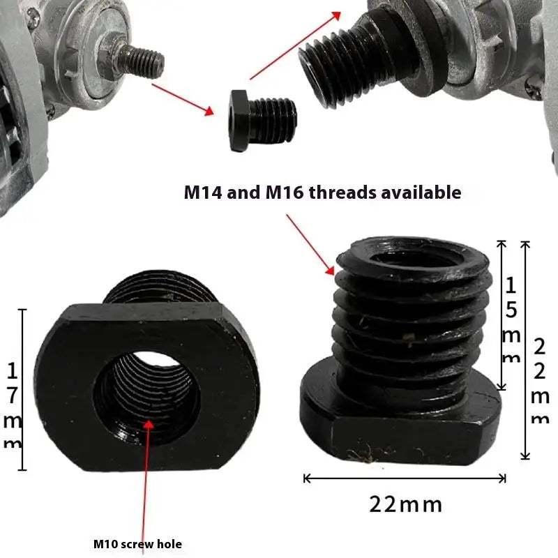 Angle Grinder Adapter M10 M14 M16 Thread Attachment Grinde Spindle Zpaxo