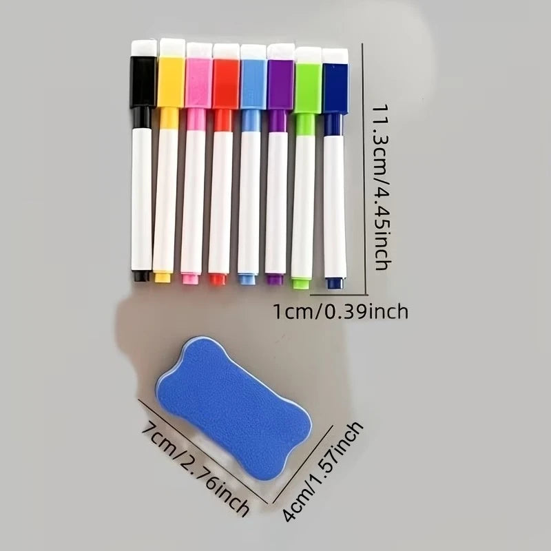 8 Colors Dry Erase Marker Magnetic Eraser Home Office Classroom Zpaxo