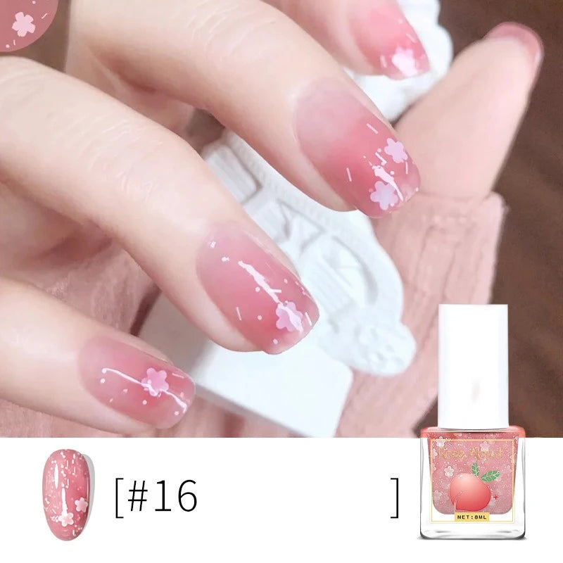 Water-based Peel-off Nail Polish No UV Lamp Needed Long-lasting Zpaxo 16