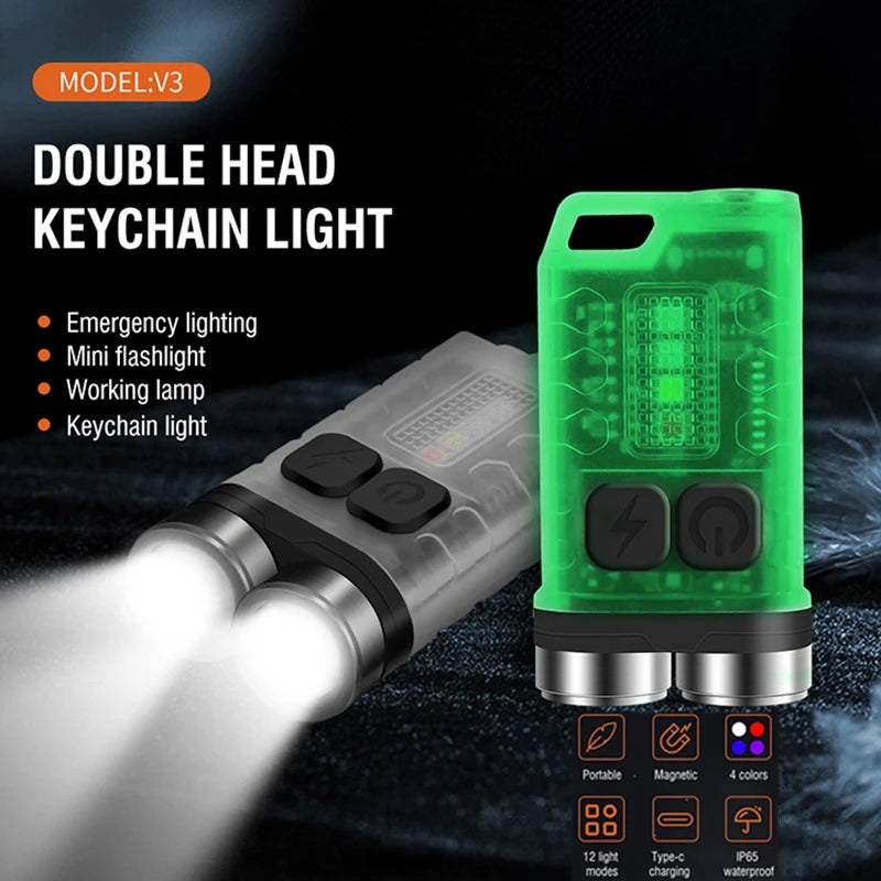 KDULIT Mini EDC Keychain Flashlight 900LM USB-C Rechargeable