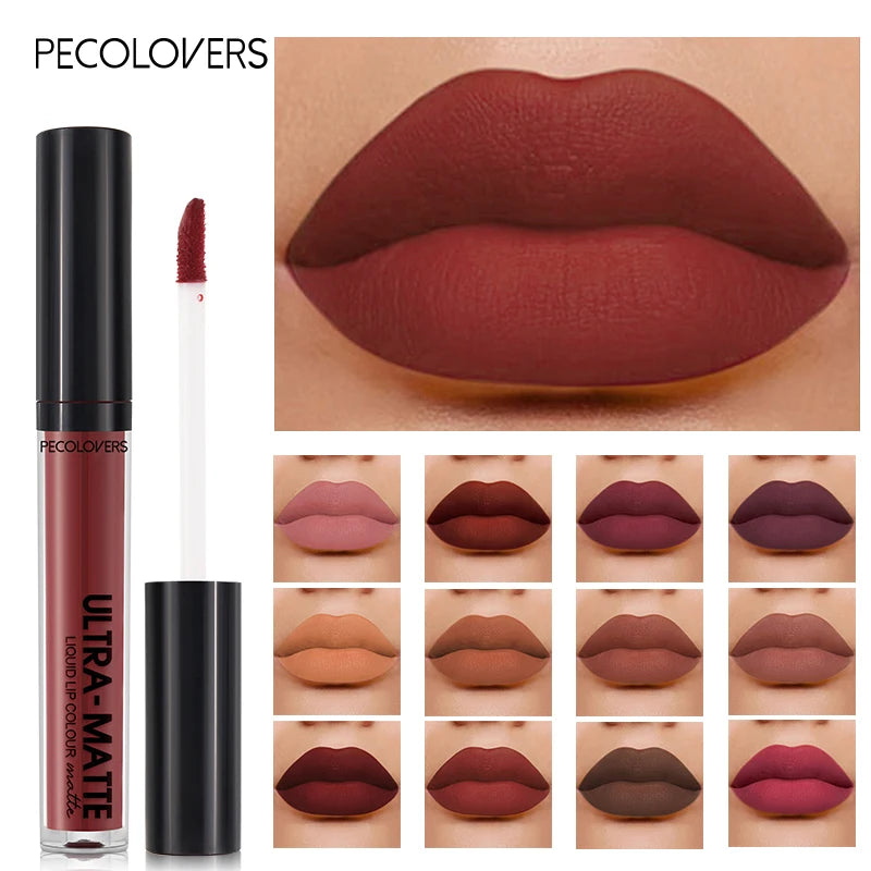 Velvet Mate Nude Brown Red Lip Gloss Lint Matte Liquid Lipstick Waterproof Long Lasting Tube Makeup Cosmetic Lipsticks Lipgloss Zpaxo