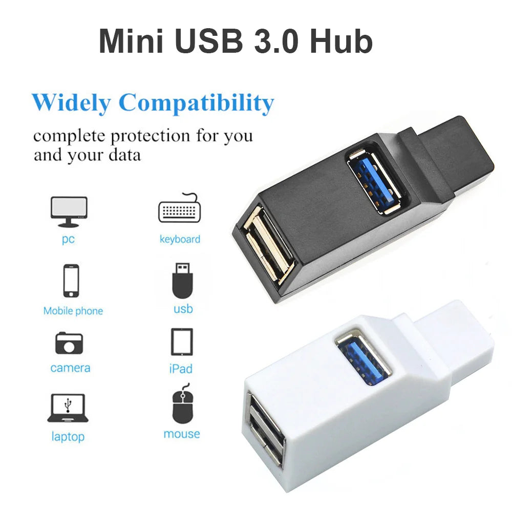 USB 3.0 HUB Adapter USB Extender Mini Splitter Box 1 to 3 Ports High Speed USB 2.0 For PC Laptop U Disk Card Reader Accessories Zpaxo