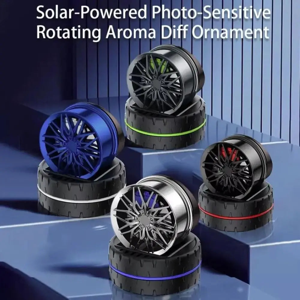 Wheel Hub Design Solar Car Air Freshener Shape Powered Rotating Zpaxo