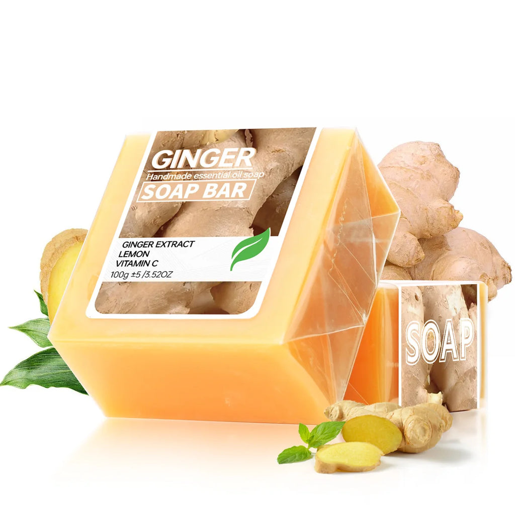 Ginger soap facial cleansing handmade soap, ginger lemon essential oil soap, balanced oil to brighten skin tone, portable travel Zpaxo