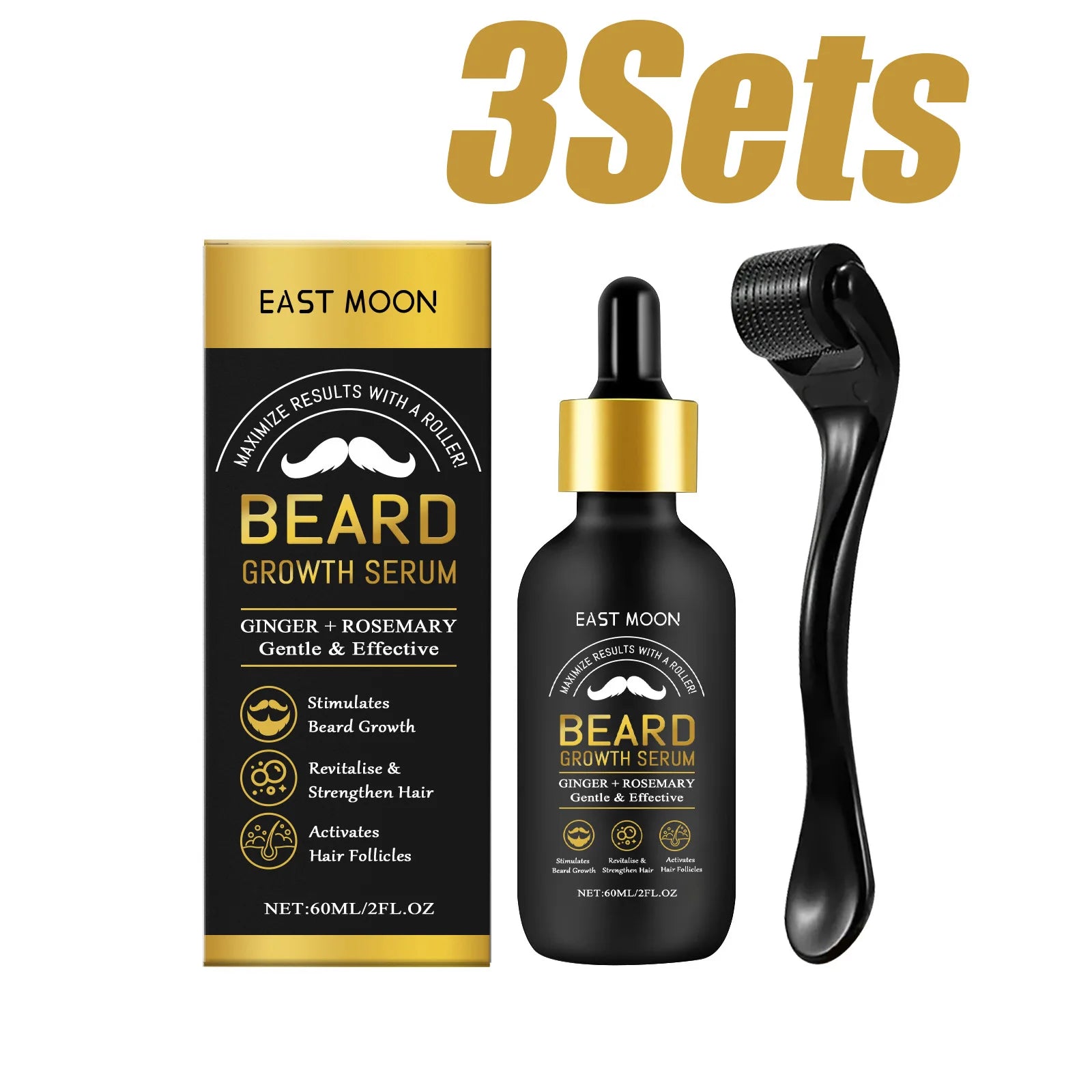 WEST MONTH Beard Thickening Oil + Roller Ball | Men's Grooming Beard Care Oil Zpaxo 3sets