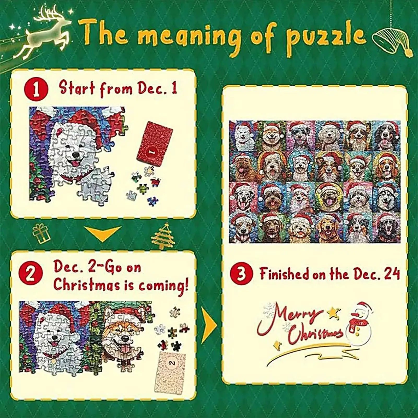 2025 Puzzle Advent Calendar 1000 Pet Theme Jigsaw Christmas Countdown
