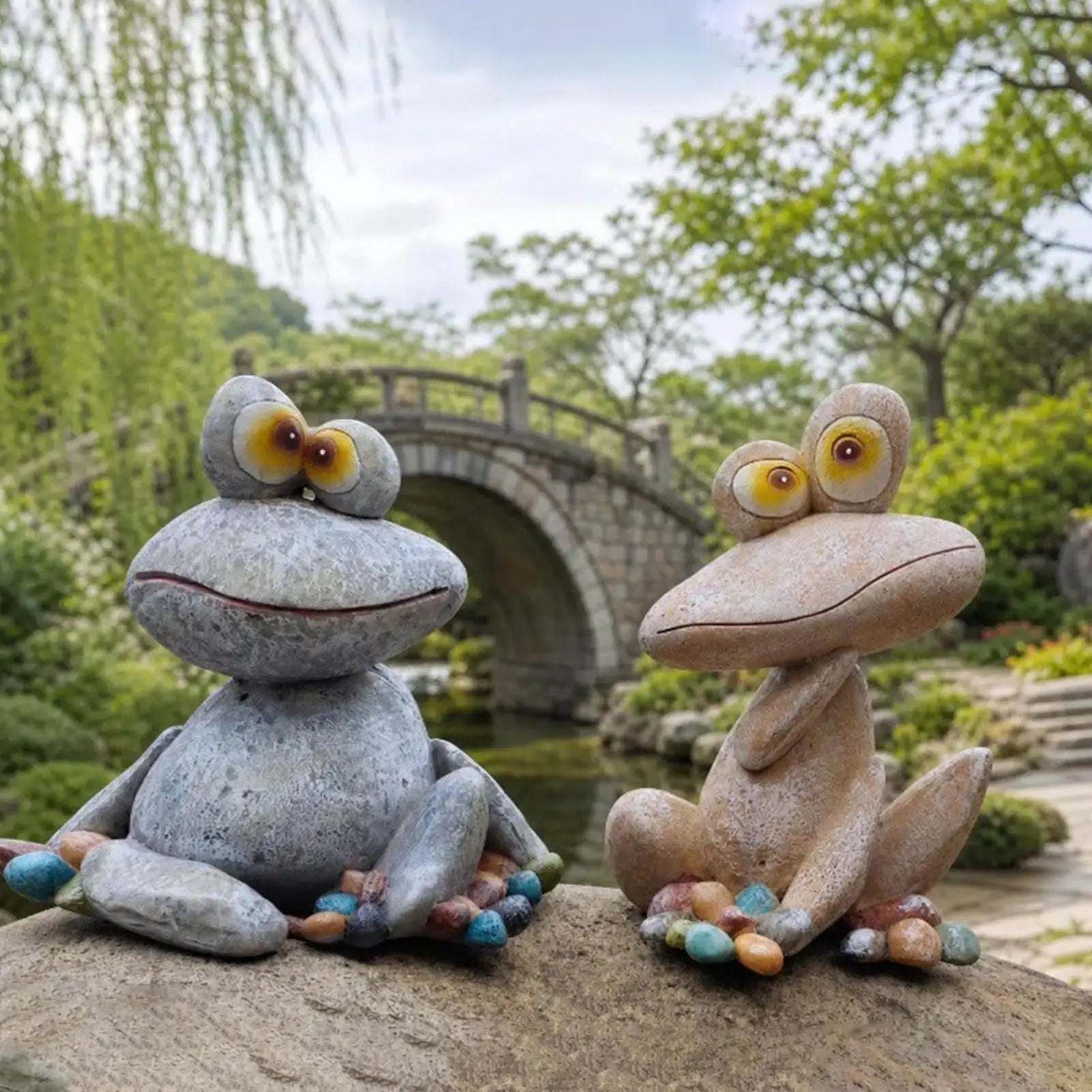 Frog Figurine Resin Funny Weather-resistant Decorative Cute Animal