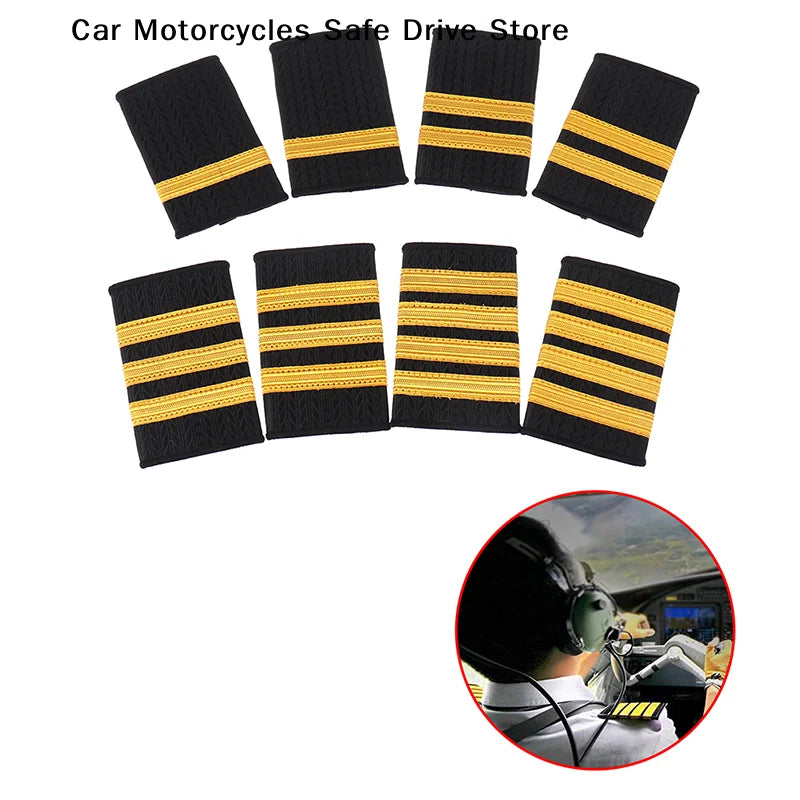 CM1 Pair Epaulettes Professional Uniform Epaulets Gold Stripe