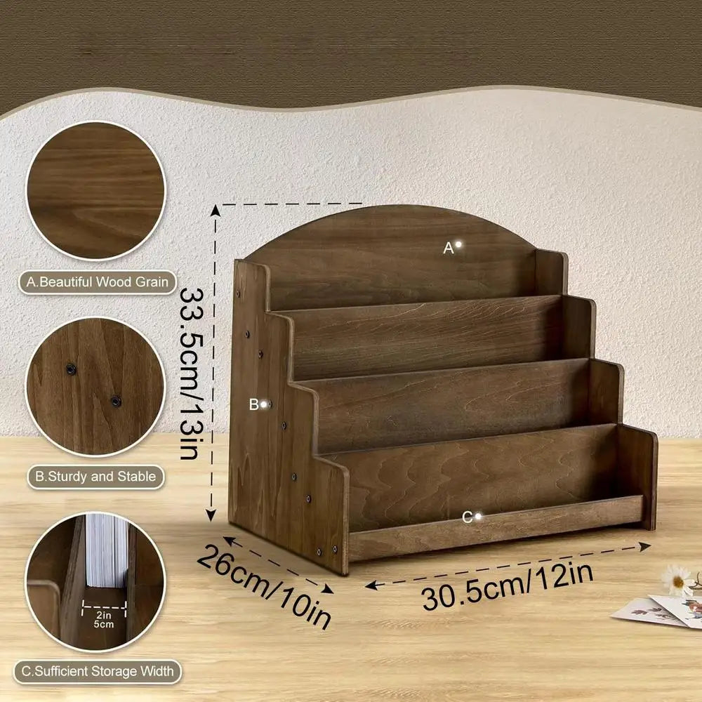 Trading Card Stand 4-Tier Countertop Notes Rack Baseball Desktop