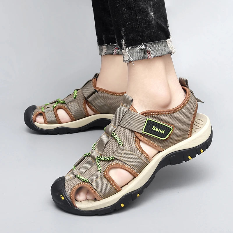 Summer Men Sandals Leather Mens Casual Shoes Outdoor Beach Roman Zpaxo