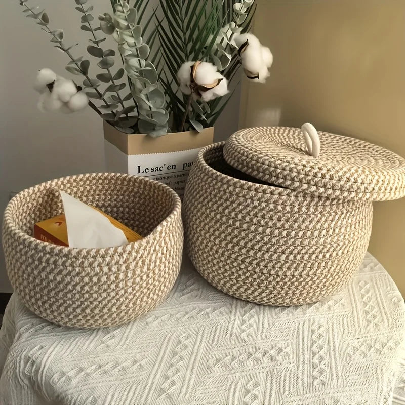 Bohemian Storage Basket Lid Self-supporting Organizer Wardrobe Shelf Zpaxo