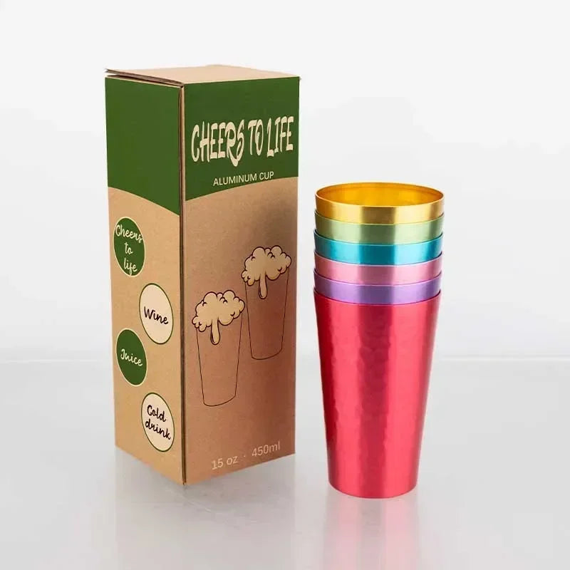 New 6PCS Stone Texture Aluminum Tumbler Set – Lightweight Drinking Cups with Gift Box for Home, Travel, and Outdoor Use Zpaxo 6 Colors-Set 301-400ml