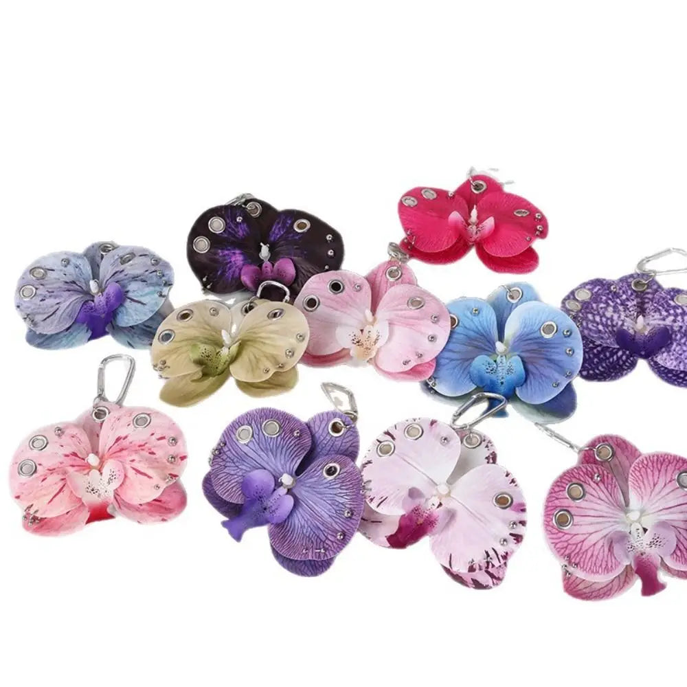 Phone Charms Phalaenopsis Orchid Keychain Keychains Keyring Imitation Flower Pendant Fashion Cloth Bag Pendant Couple Kids Zpaxo