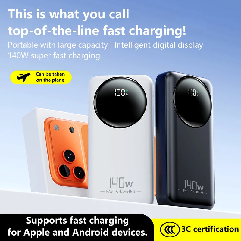 5000000mAh Power Bank 140W Super Fast Charging Powerbank Portable External Battery Charger for iPhone Huawei Samsung Zpaxo