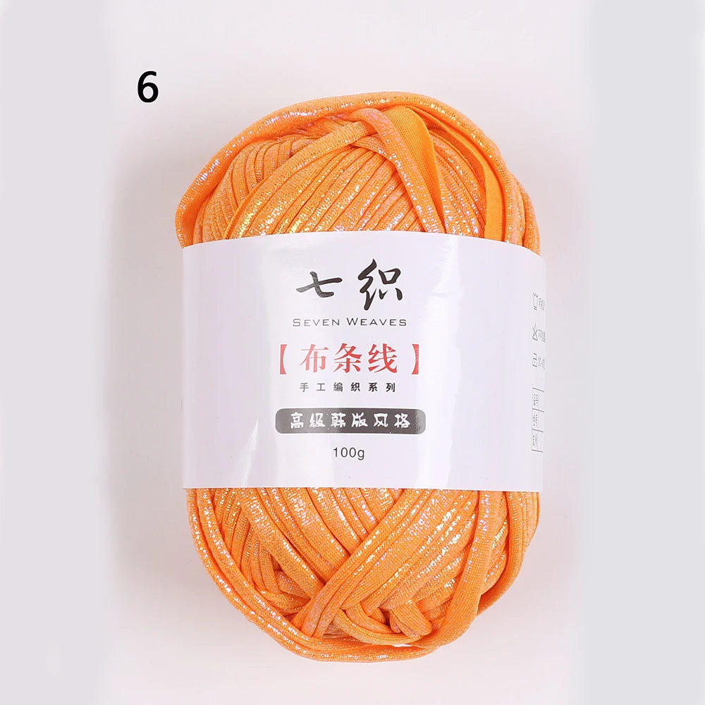 100g/Roll Metallic Crochet Yarn Imitation Leather Shiny Crochet Yarn Fabric Yarn for Knitting T-Shirt Bag Craft Zpaxo Tangerine