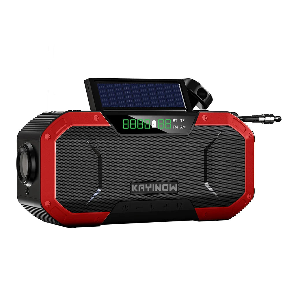 Solar Hand Crank Radio Emergency Weather 5000mAh Power Bank Charger Flash Light SOS Alarm Compass Radio Zpaxo Red China Mainland