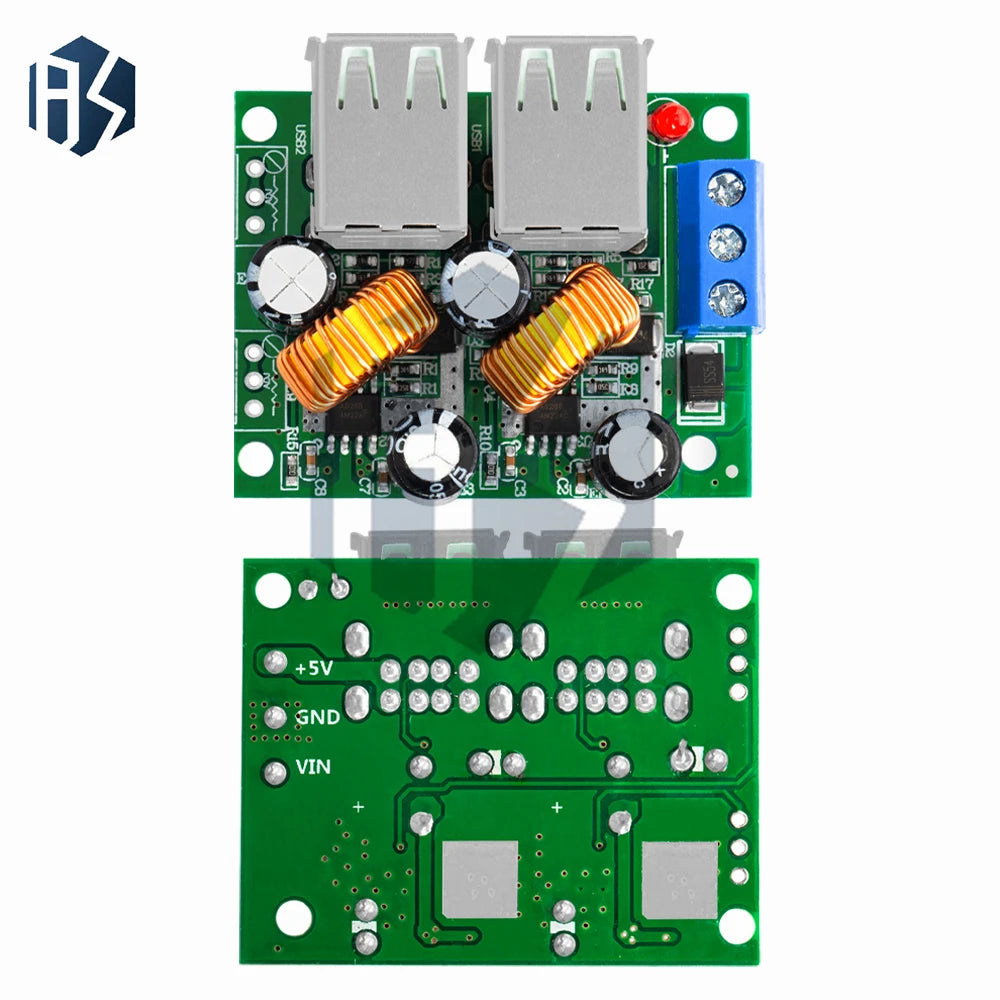 A5268 4 USB Output Buck Module, DC 12V/24V/40V to 5V 5A Car Step-Down Power Regulator Board Zpaxo