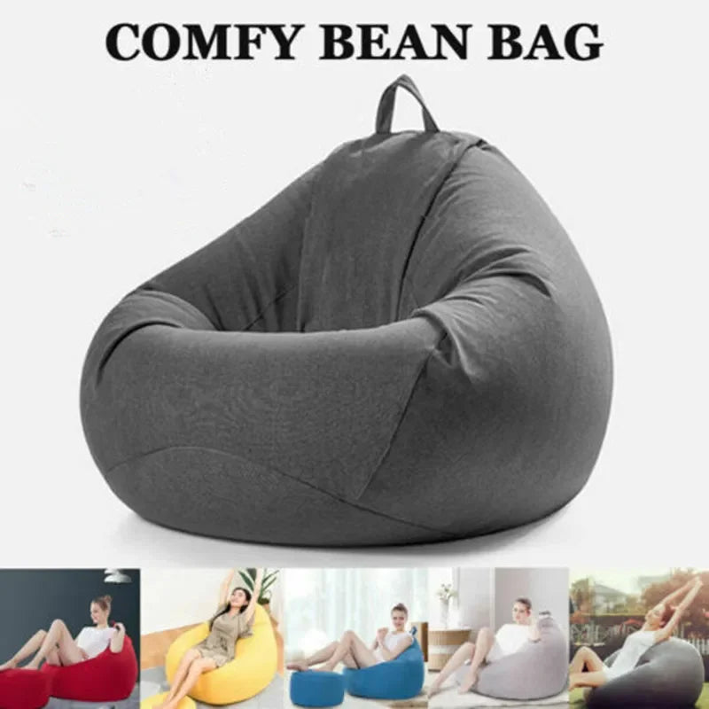 Lazy Sofas Cover Chairs Without Filler Comfortable Adults Bean Bag Chair Couch Living Room Bedroom Home Tatami Lounger Cover Zpaxo