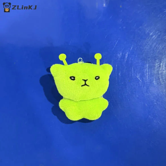 ▶1/2Pcs Green Cat Plush Toy Cartoon Stuffed Animal Keychain Accessories Creative Ugly Cute Backpacks Pendant Party Gift Zpaxo