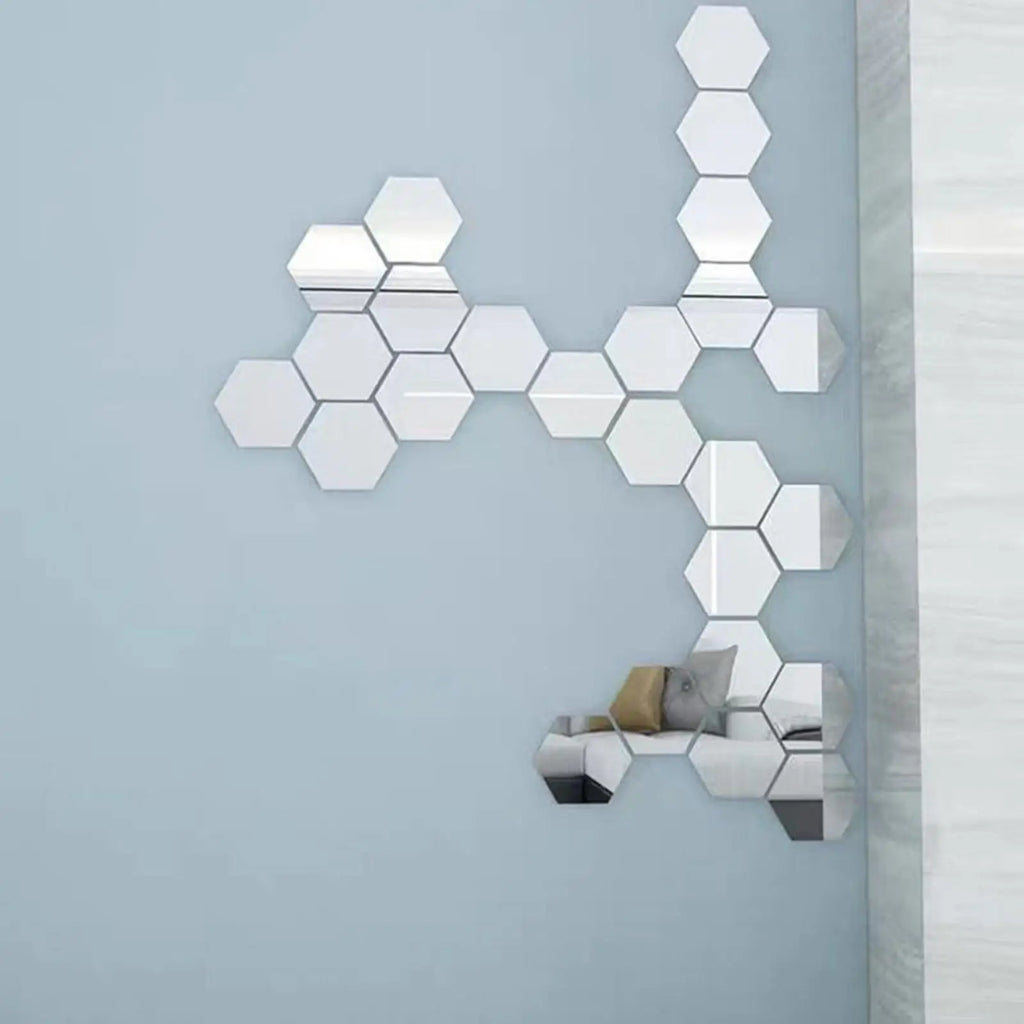 30Pcs 3D Hexagon Wall Stickers DIY Acrylic Sheet Tiles Living Room Decal Zpaxo