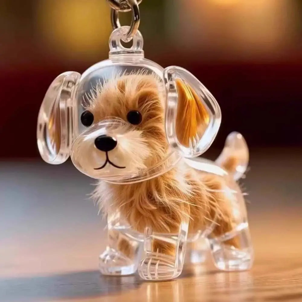 Dog Shape Hair Storage Box Transparent DIY Handmade Pet Keychain Zpaxo