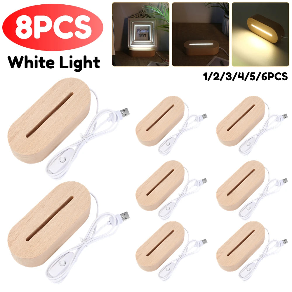 1- Oval Wooden LED Light Display Luminous Base Resin Letter Lamp