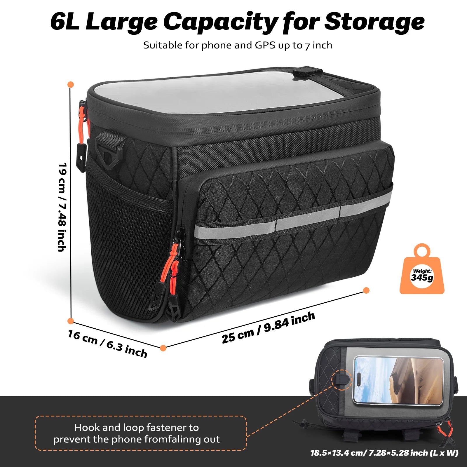 New6L Bicycle Front Bag Multifunctional Large Capacity Insulated Touchscreen Bicycle Basket Outdoor Multi-Pocket Bike Accessorie Zpaxo