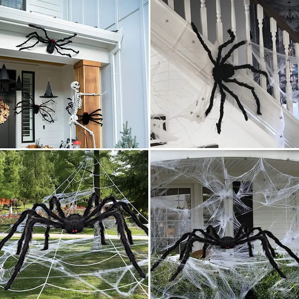 30 90 150 Halloween Giant Spider Big Plush Black Spiders Party Decor