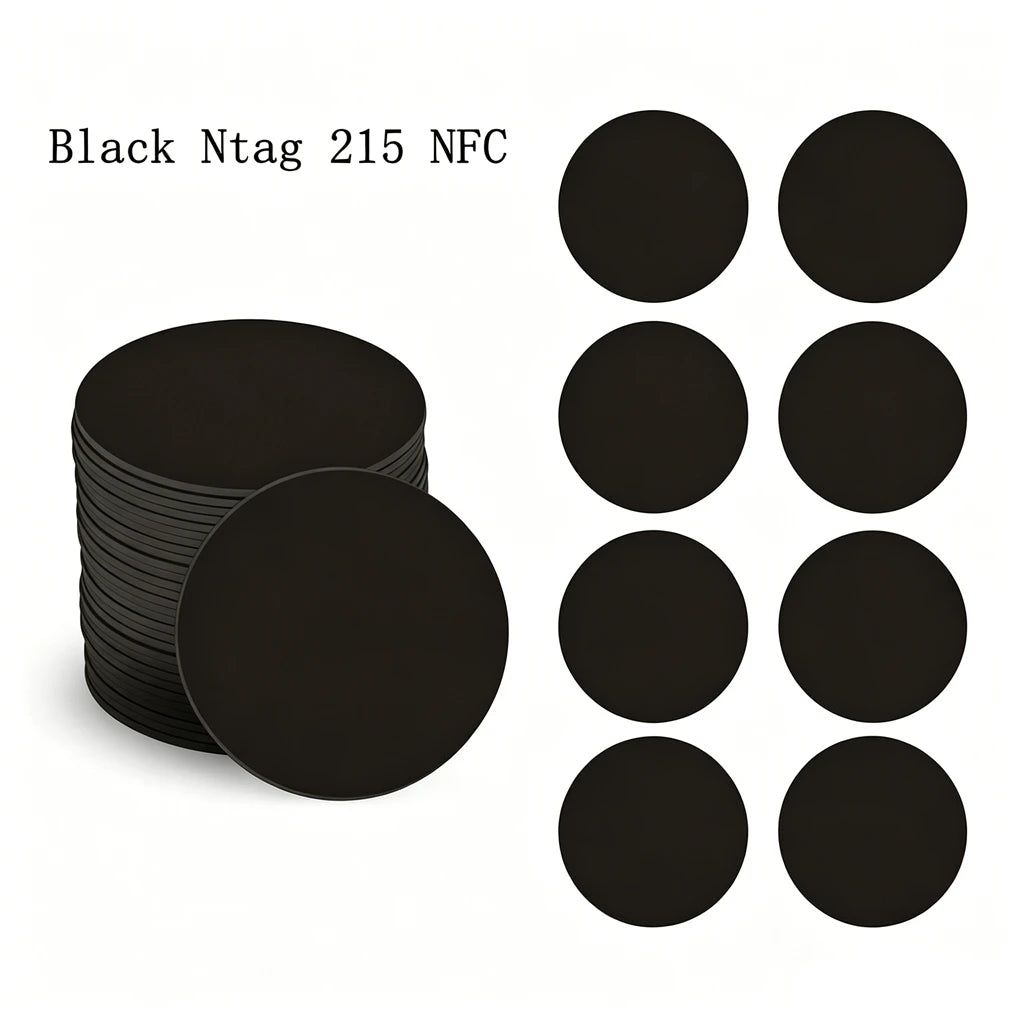 10 RFID NFC Ntg215 Tags Black Sticker 13 56MHz 215 Adhesive Labels Zpaxo 50pcs black