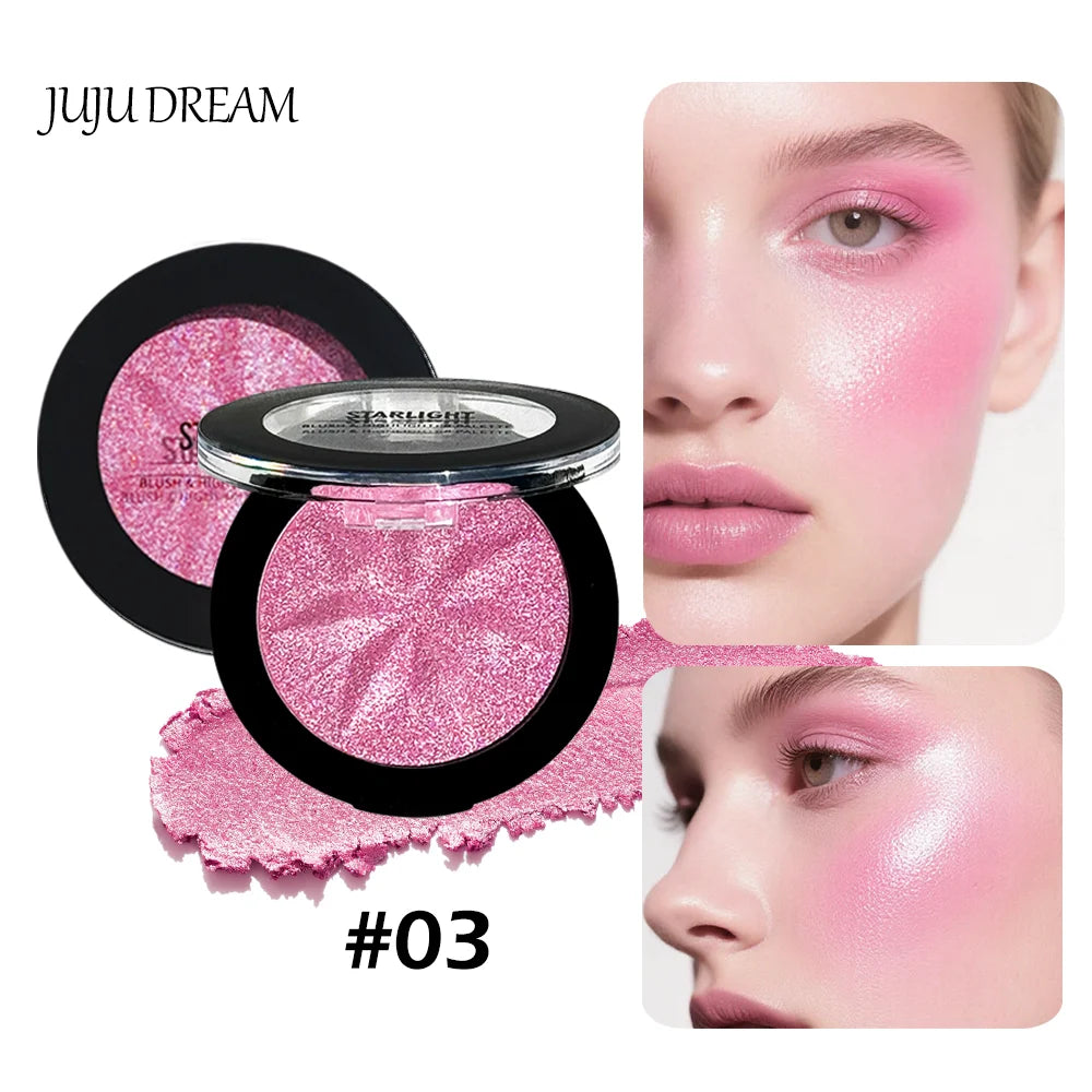 Multi-Use Shimmer Pink Blush JUJU DREAM Starlight Blush & Highlighter Blush for Face & Eye Makeup Zpaxo 03