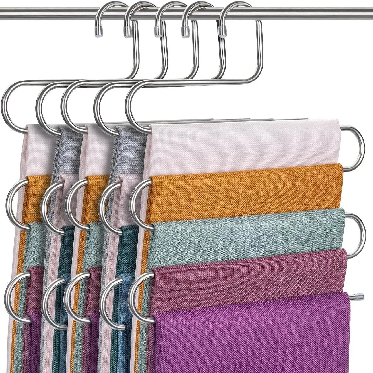 Five-layer stainless steel trouser rack，used for wardrobe storage, suitable jeans and trousers, space-saving design Zpaxo