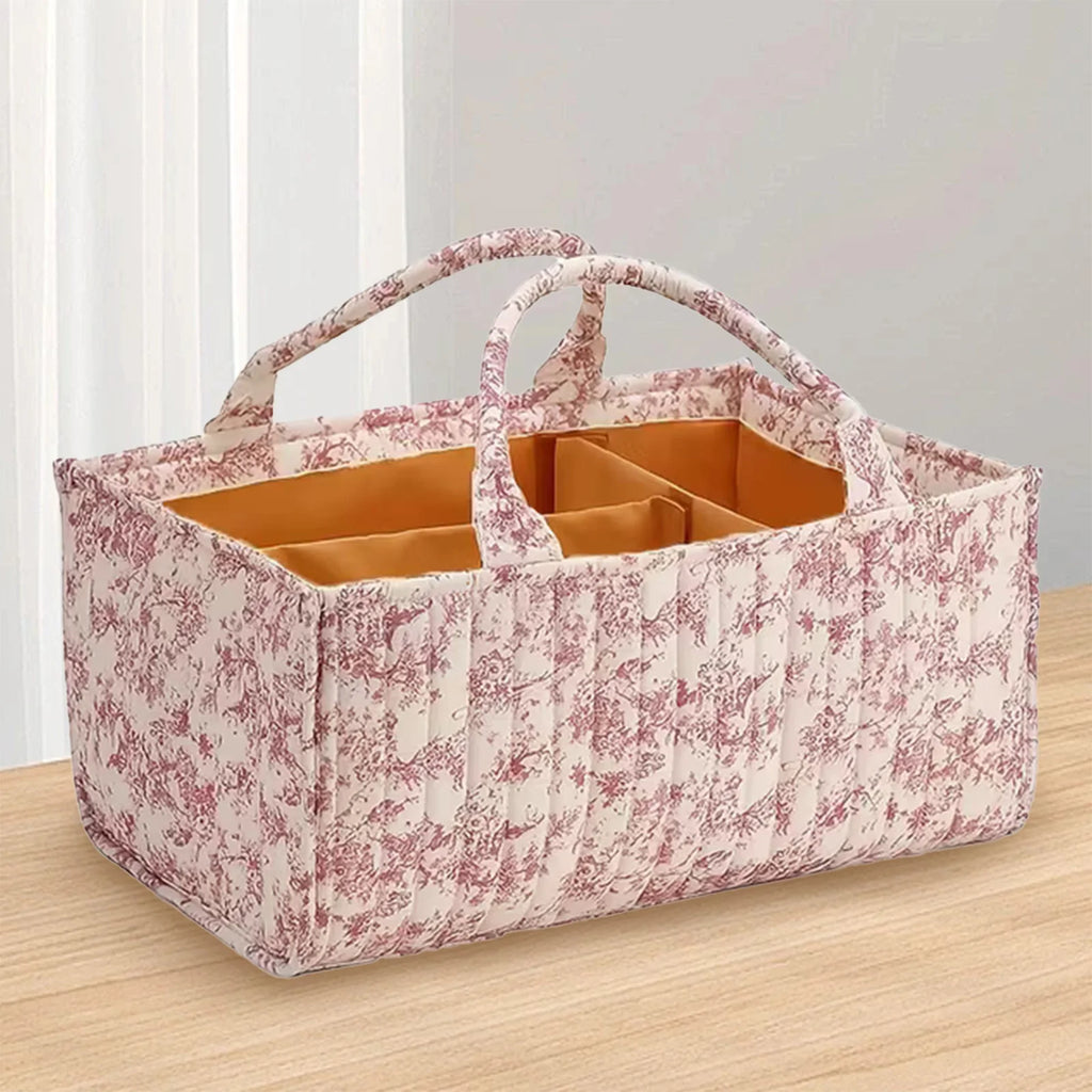 Floral Nursery Storage Basket with Removable Divider Storage Diaper Organizer for Baby Wipes Newborn Essentials Must Haves Zpaxo style3
