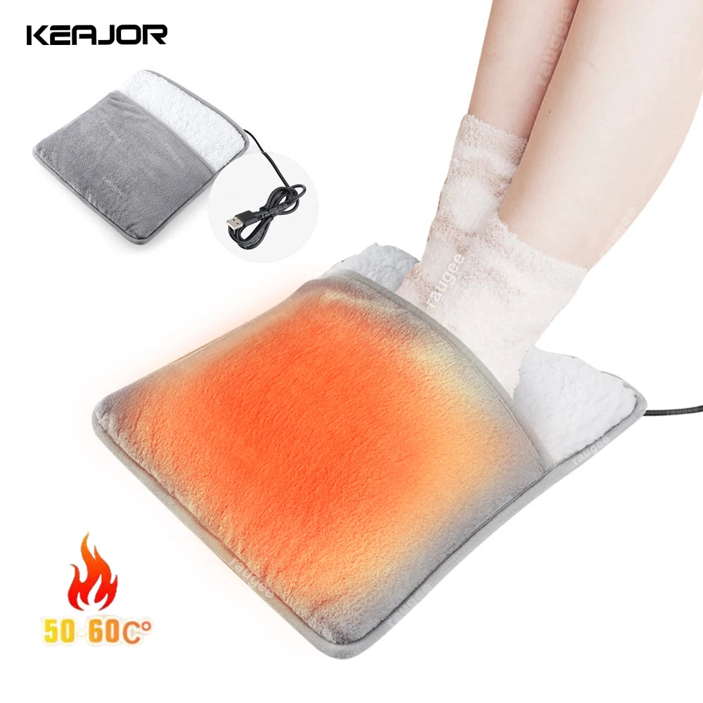 Foot Warmer Electric Heating Pad USB Soft Plush Washable Heater