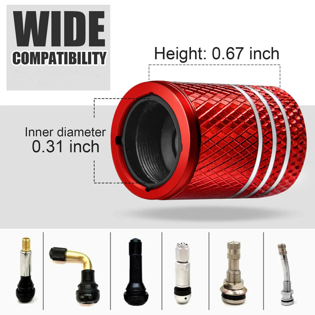 Metal Tire Valve Stem Caps 4 Pack – Leak-Proof, Car & Motorcycle