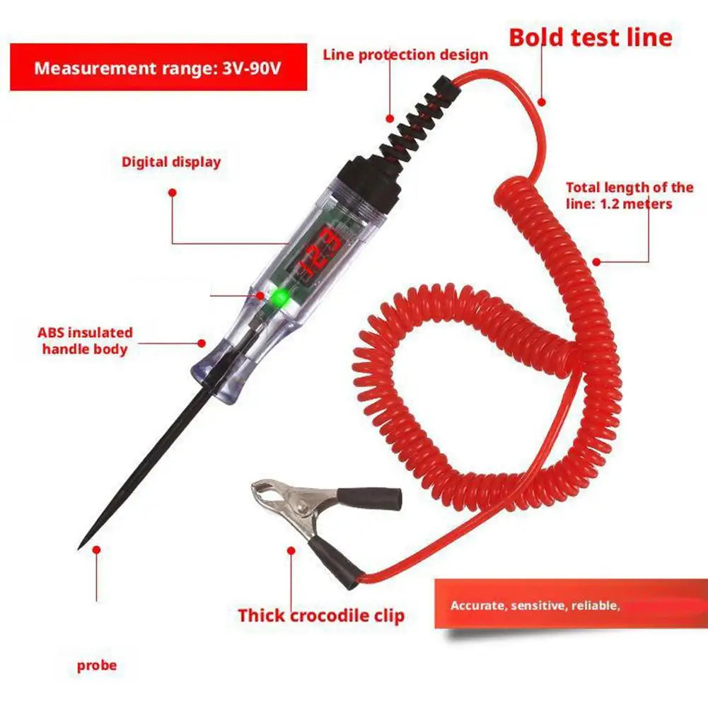12V 48V DC Car Digital Display Test Pen LED Circuit Tester Auto Diagnostic Probe Electric Measuring Pen Automotive Repair Tools Zpaxo