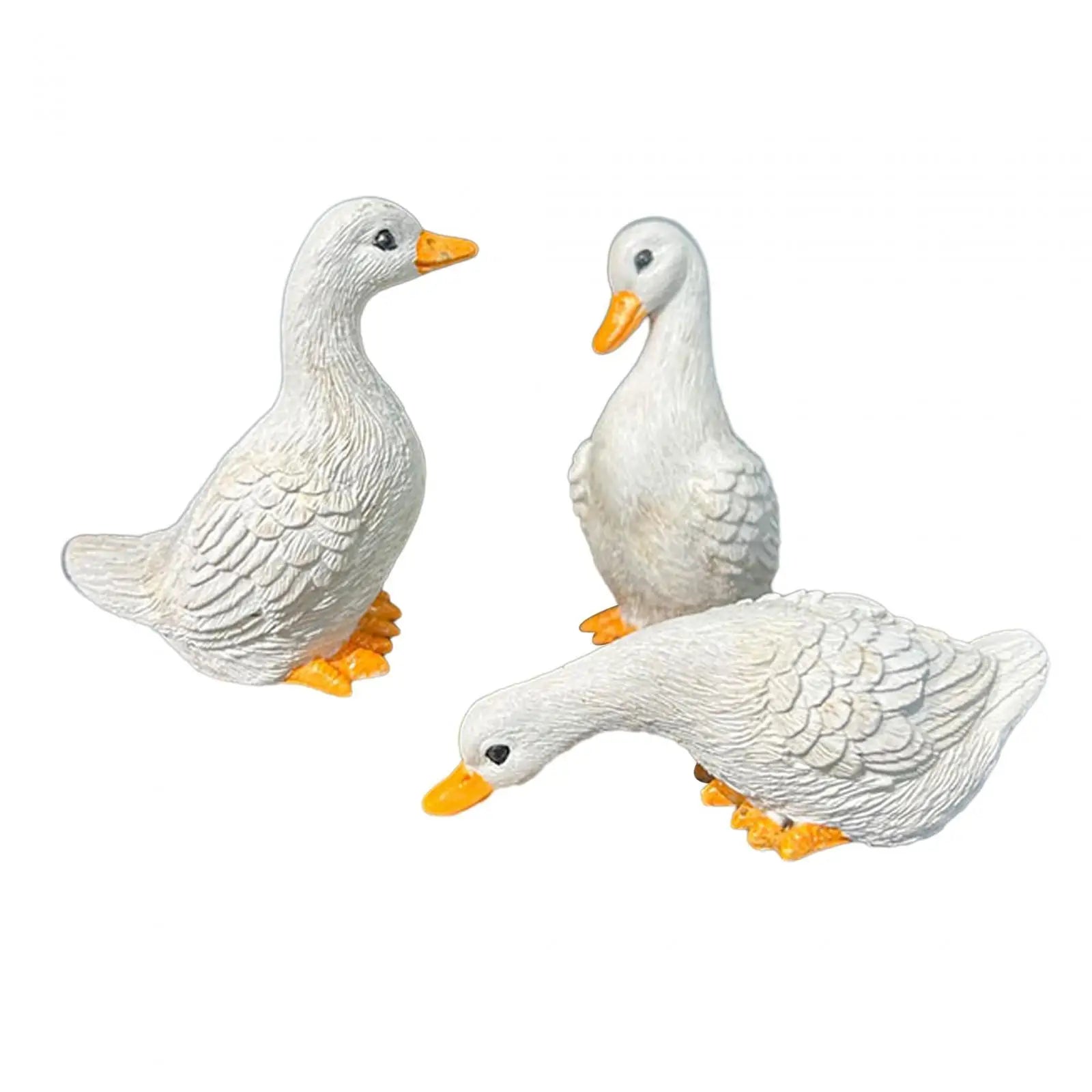 3Pcs Garden Decor Miniature Cute Resin Animal Figurines Duck Statues Home Decor for Bookshelf Farmhouse Outside Balcony Indoors Zpaxo Default Title