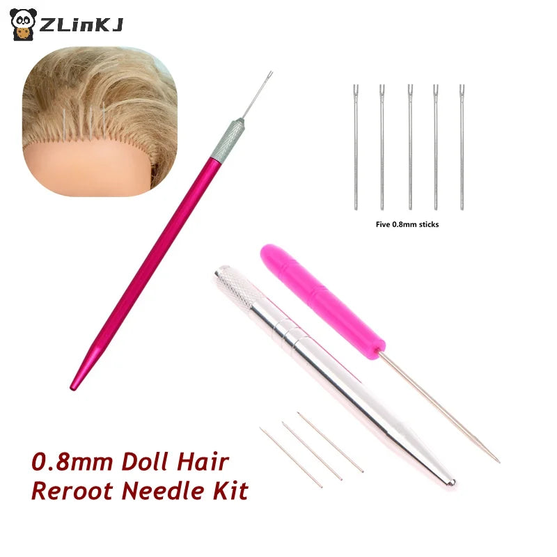▶0.8mm Doll Hair Reroot Needle Kit Repaint Baby Head Reborn Hair Rooting Tools Wig Making Supplies Accessories Set Zpaxo