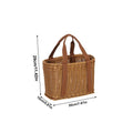 Picnic Basket Handwoven Simulated Wicker Reusable Decor Handles