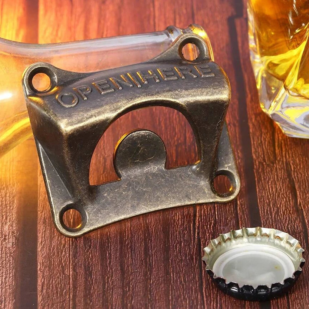 Metal Beer Bottle Opener Wall Mounted Retro Beer Bottle Opener Tools Outdoor BBQ Bar Accessories Zpaxo