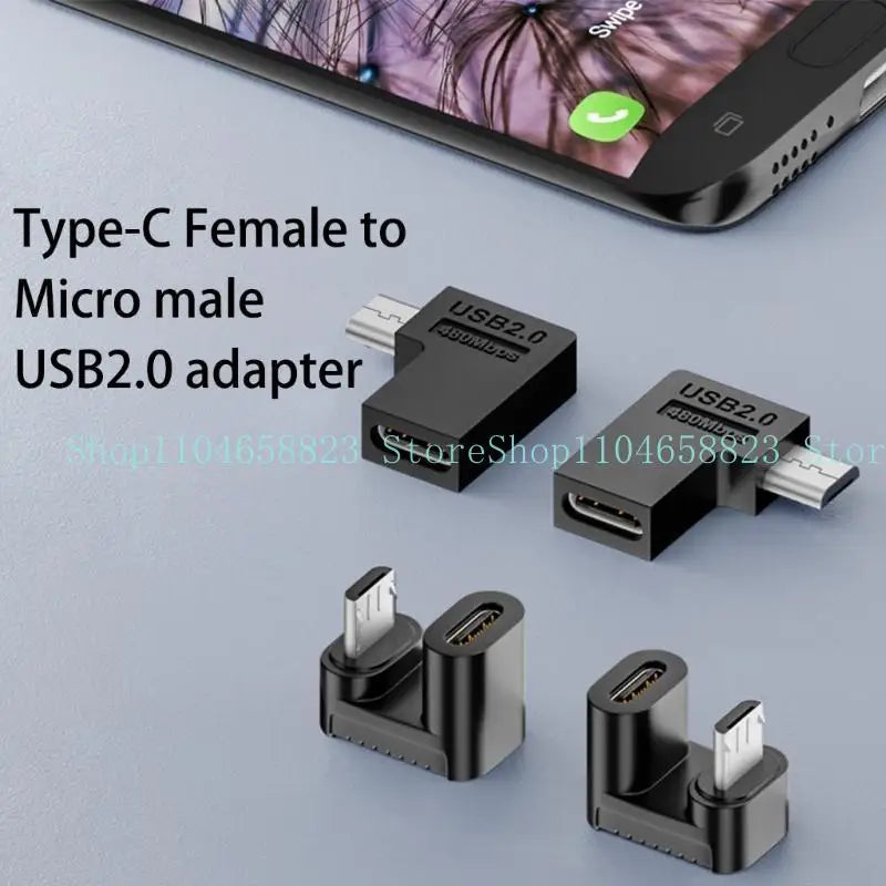 Micro USB C Adapter 90 Degree Data Transfer Convert Connector Zpaxo