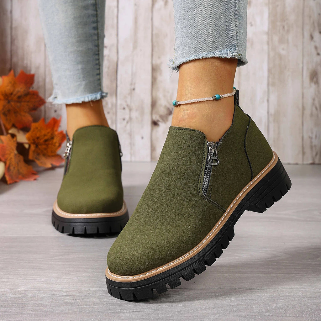 Women Boots 2025 New Plus Size Platform Shoes Side Zipper Short Shoes Thick Sole Ankle Boots Fashion Comfortable Boots for Women Zpaxo