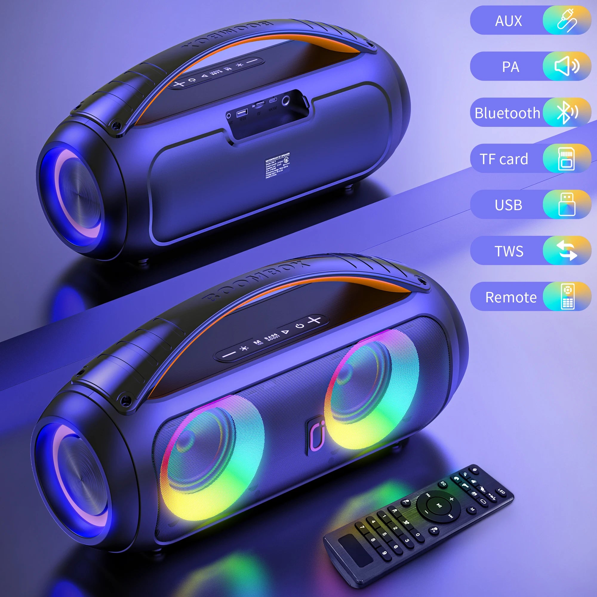Portable Bluetooth Wireless Speaker Loud Boombox Subwoofer Powerful