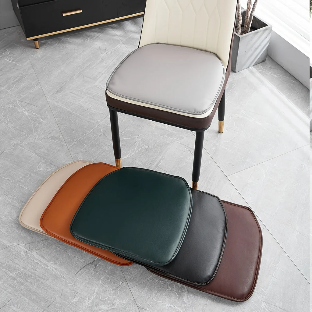 Faux Leather Thick Chair Cushions D-shaped Cover Ties Pads Indoor