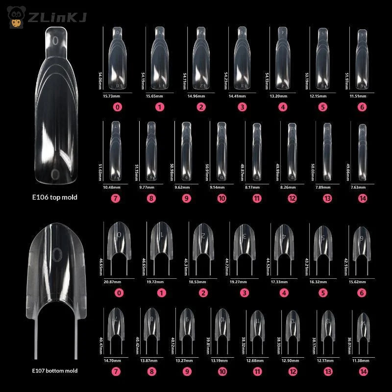 ▶30pcs Nail Clear Rocket Shape Sandwich Dual Nail Forms Reusable Full Cover Dual Nail Molds Top & Bottom Quickly Extend Nails Zpaxo