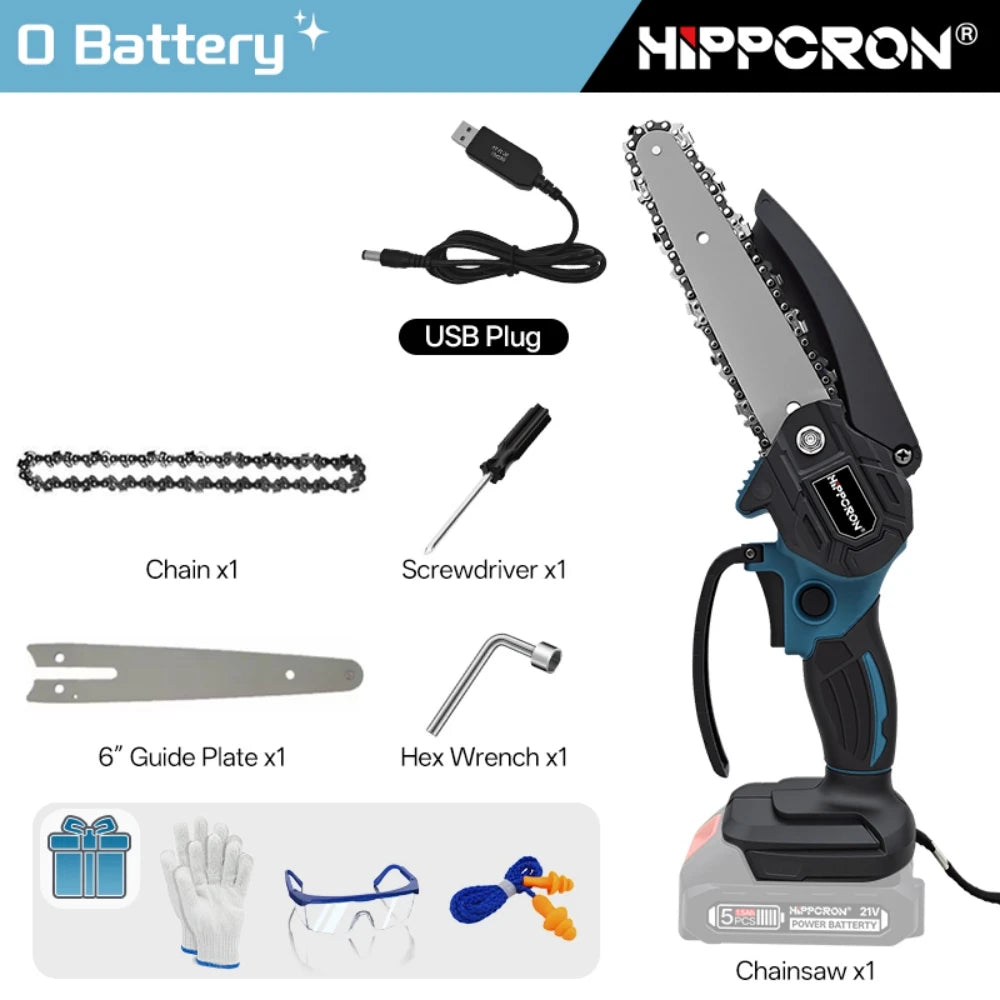 HIPPCRON Brushless Electric Chainsaw Portable Saw Woodworking Power